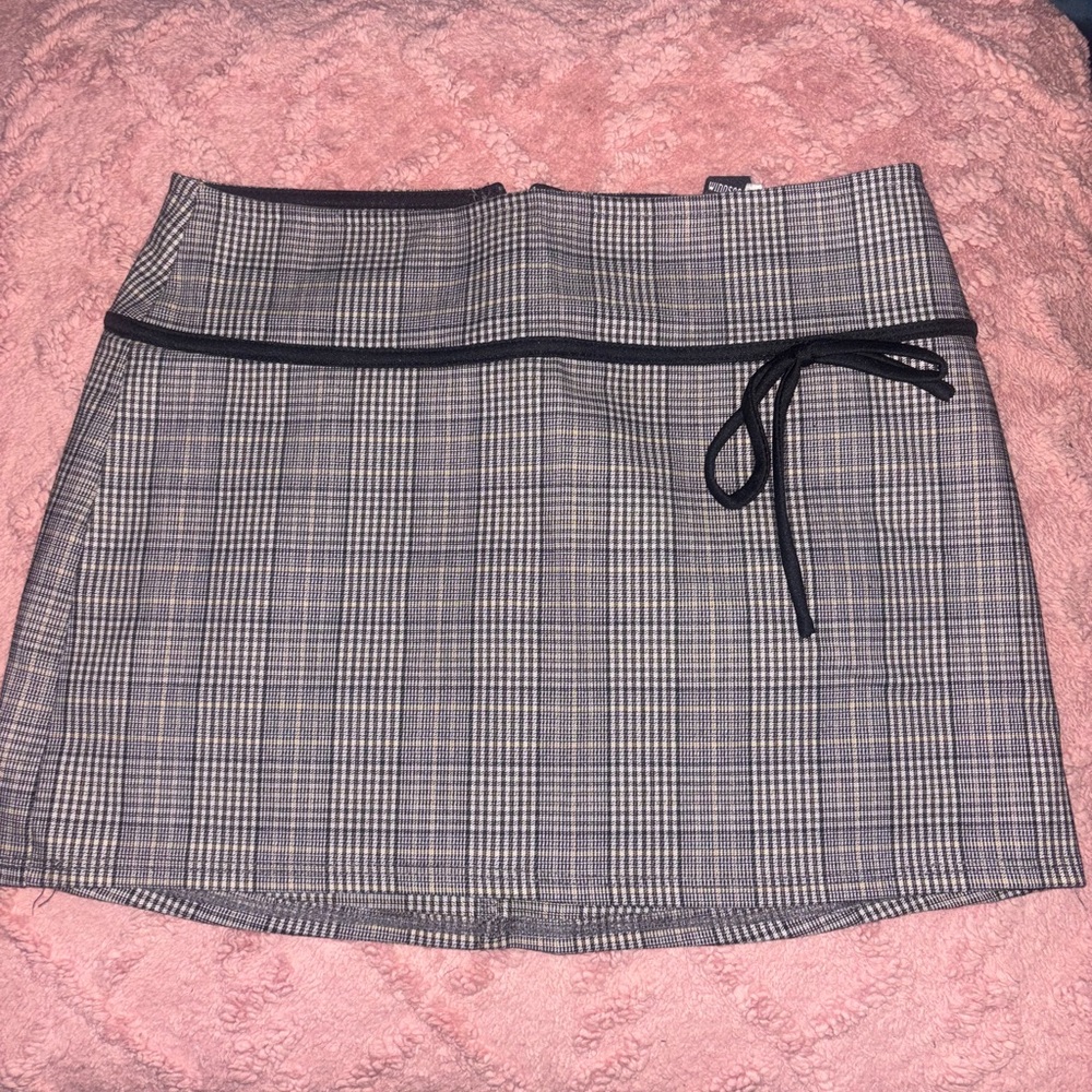 Windsor Black and Gray Plaid Mini Skirt